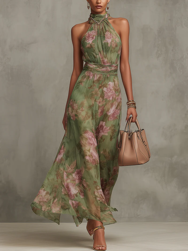 Sophie | Abito lungo a fiori con scollo all'americana