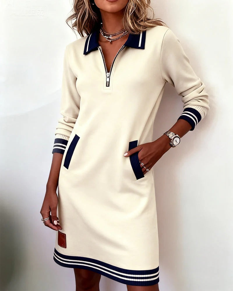 Sylvie | Abito in Cotone Chic a Maniche Lunghe
