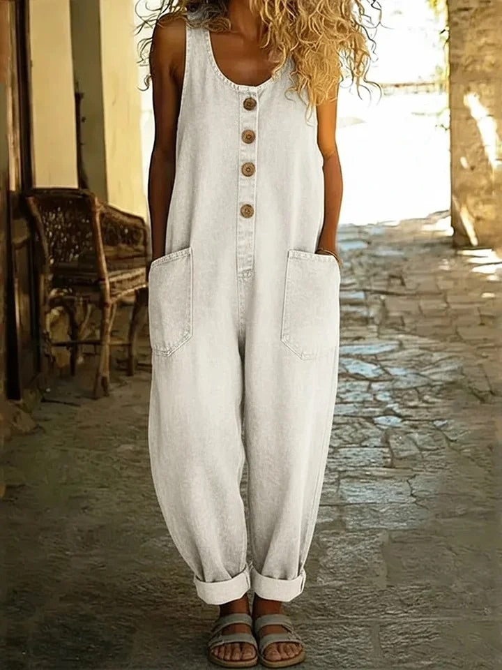 Saylor – Salopette in denim di cotone slavato vintage